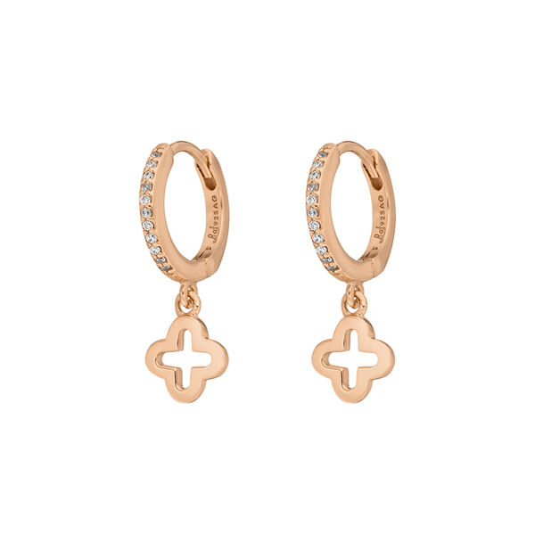 Creolen CLOVER/Zirkonia, 18 K Rosegold vergoldet