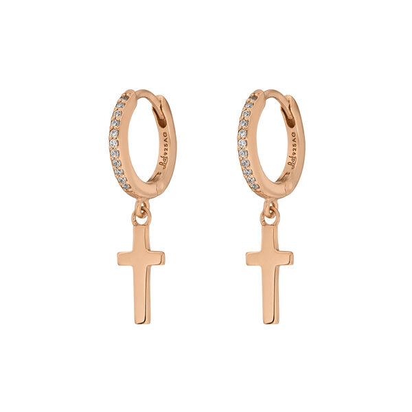 Creolen CROSS/Zirkonia, 18 K Rosegold vergoldet