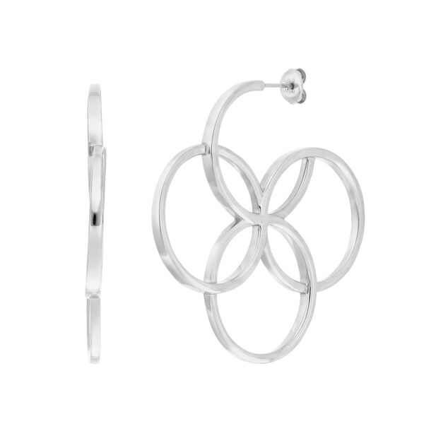 Creolen Clover Charm, gro, 925 Sterlingsilber