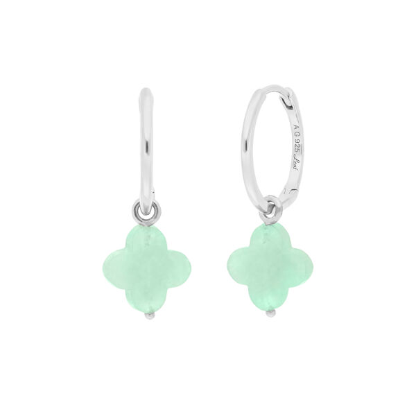 Creolen Clover Gem, Amazonit, 925 Sterlingsilber