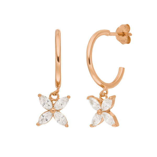 Creolen Leaf Flower, 18 K Rosegold vergoldet