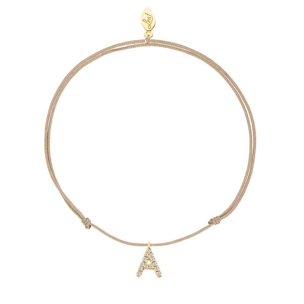 Damen Armband mit Letter Charm, 14 Karat Gelbgold mit Diamanten