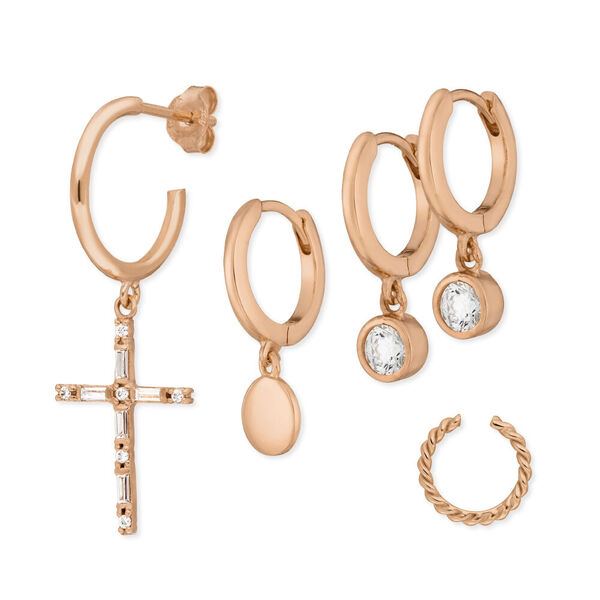 Ear Mix, 5-er Set, 18 K Rosegold vergoldet