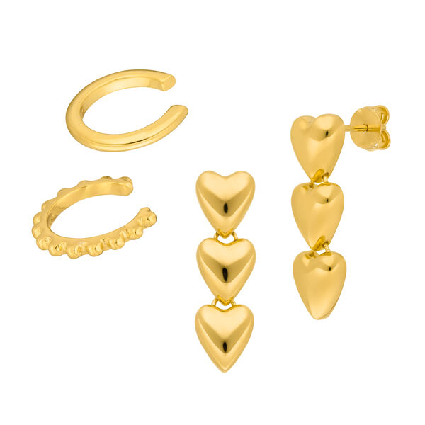 Ear Mix Set, Bold, 18 K Gelbgold vergoldet