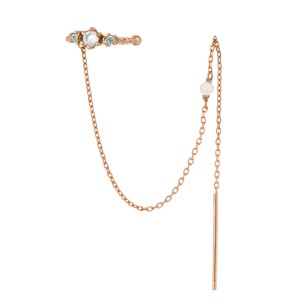 Leaf Jewelry Earcandy, Mondstein/Blauer Topaz, 18 K Rosegold vergoldet