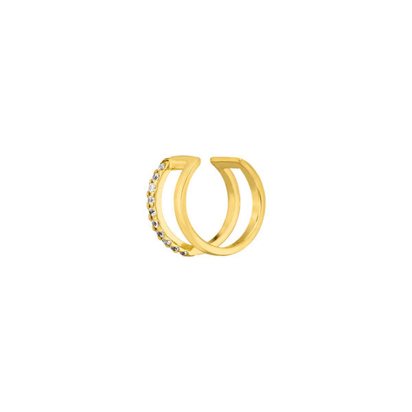 Earcuff Double Line, Zirkonia, 18 K Gelbgold vergoldet