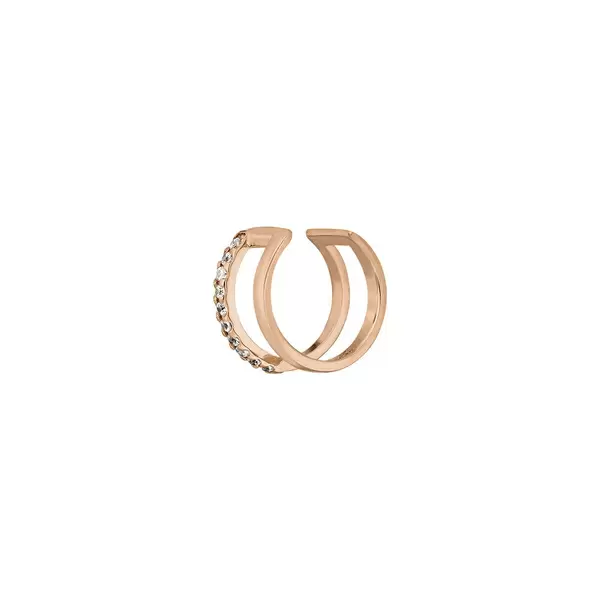 Leaf Jewelry Earcuff Double Line, Zirkonia, 18 K Rosegold vergoldet