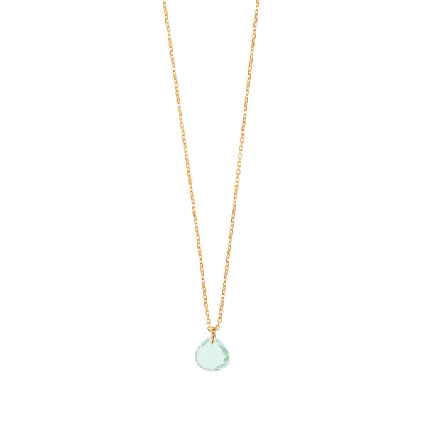 Halskette Heart Stone, 18 K Gelbgold vergoldet, Aqua Chalzedon