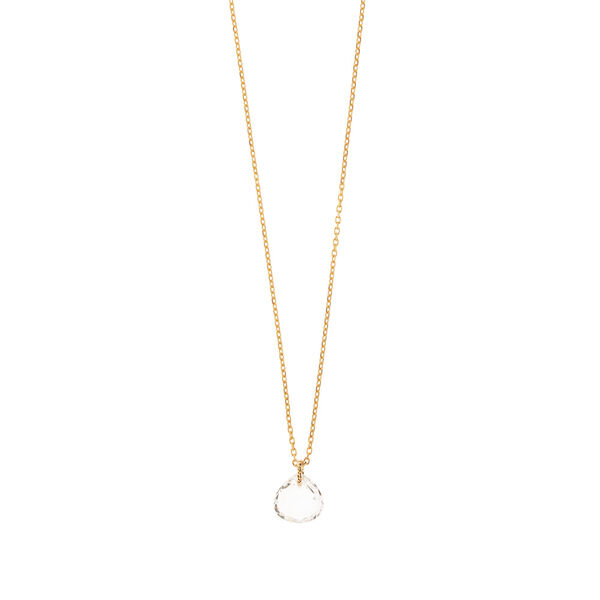Halskette Heart Stone, 18 K Gelbgold vergoldet, Bergkristall