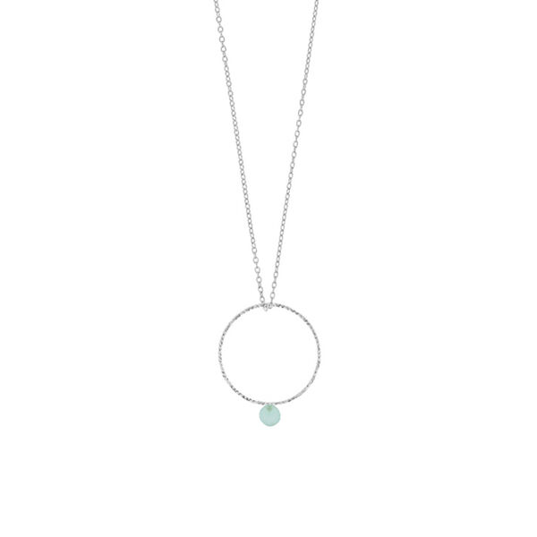 Halskette Rain Drop Circle, 925 Sterlingsilber, Aqua Chalzedon