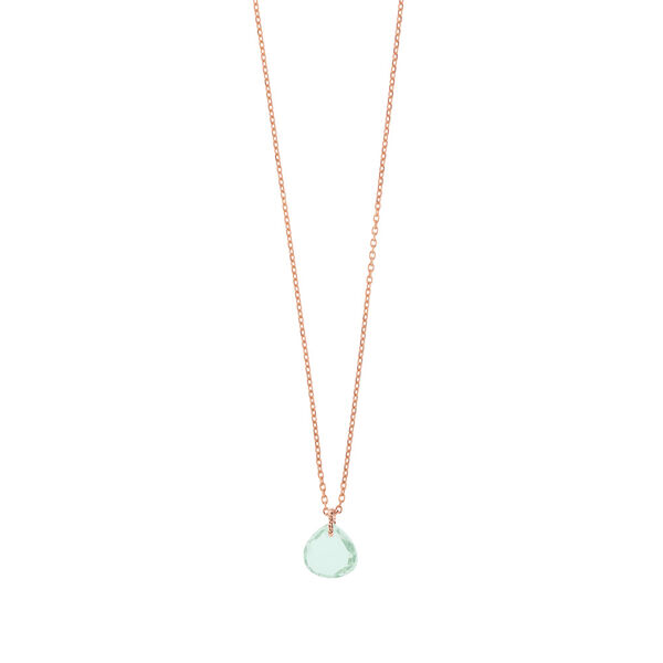 Halskette Heart Stone, 18 K Rosegold vergoldet, Aqua Chalzedon