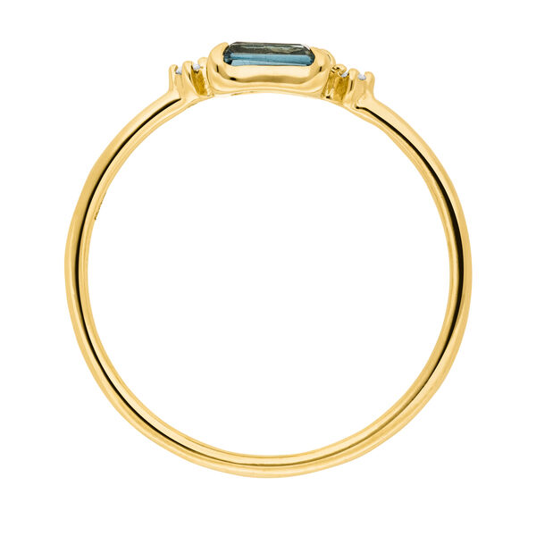 Ring London Blue Topaz SQUARE, 14 Karat Gelbgold, Gr.52 