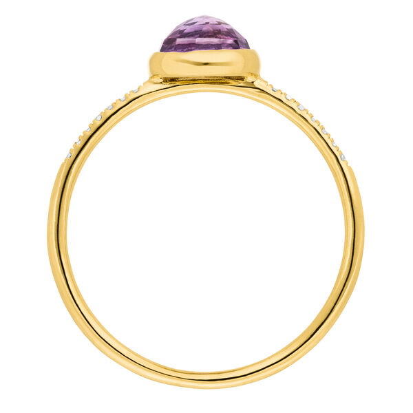 Ring Amethyst mit Diamanten, 14 Karat Gelbgold 