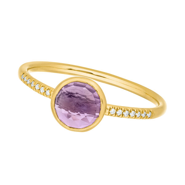 Ring Amethyst mit Diamanten, 14 Karat Gelbgold 