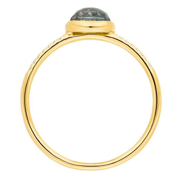 Ring Labradorit mit Diamanten, 14 Karat Gelbgold 