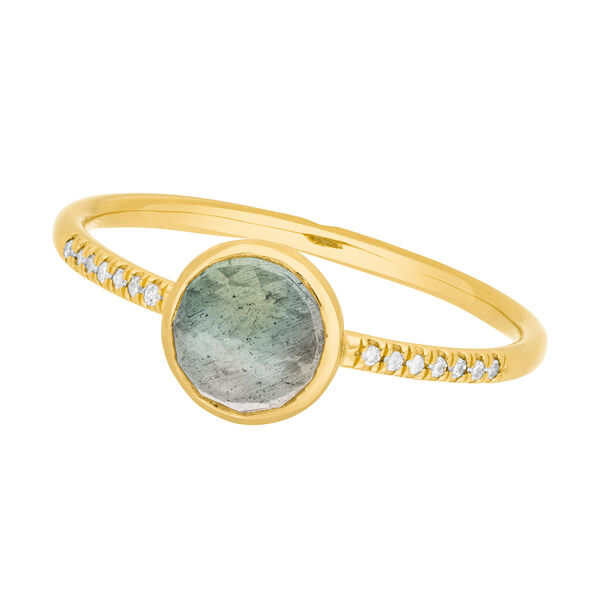 Ring Labradorit mit Diamanten, 14 Karat Gelbgold 