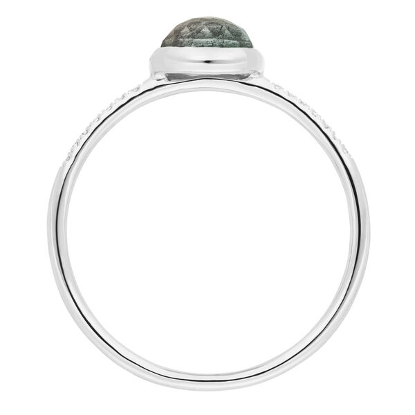 Ring Labradorit mit Diamanten, 14 Karat Weigold, Gr.52 