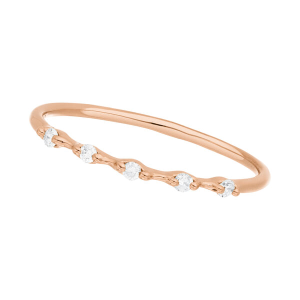 Verlobungsring mit 5 Diamanten, 14 Karat Rosegold Bild 5
