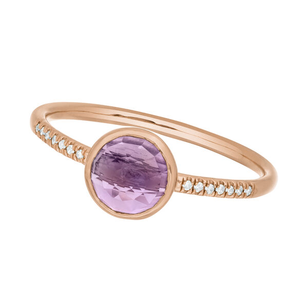 Ring Amethyst mit Diamanten, 14 Karat Rosegold 