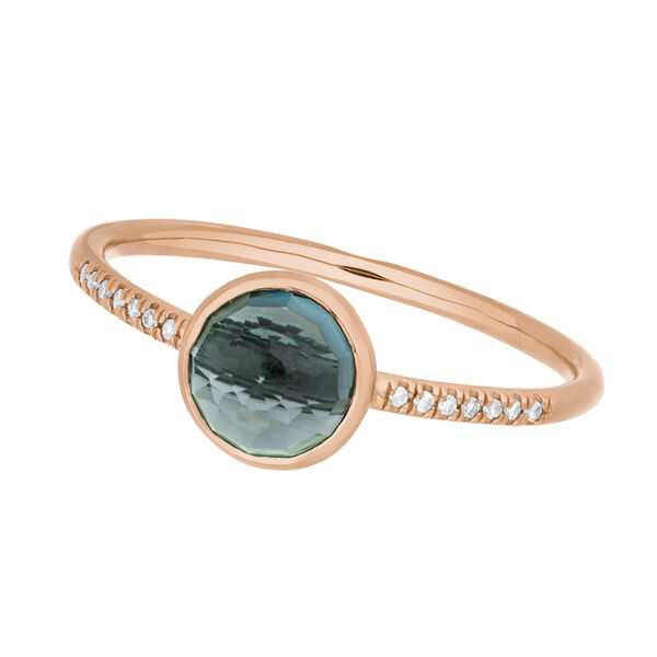 Ring Blue Topas mit Diamanten, 14 Karat Rosegold 