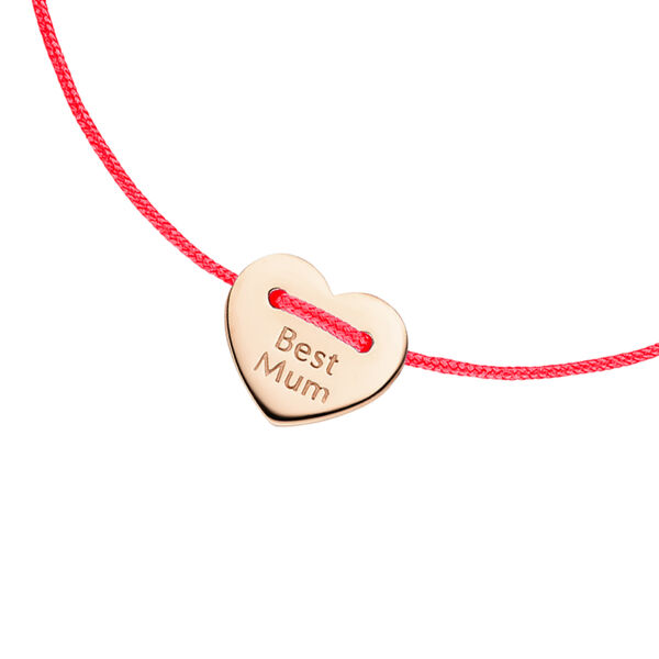 Freundschaftsarmband BEST MUM, 14 Karat Rosegold, Koralle