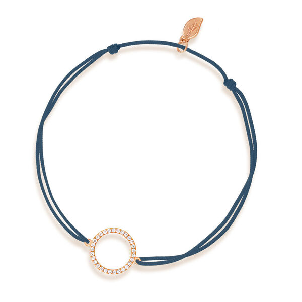 Freundschaftsarmband Circle mit Diamanten, 18 Karat Rosegold, Navy