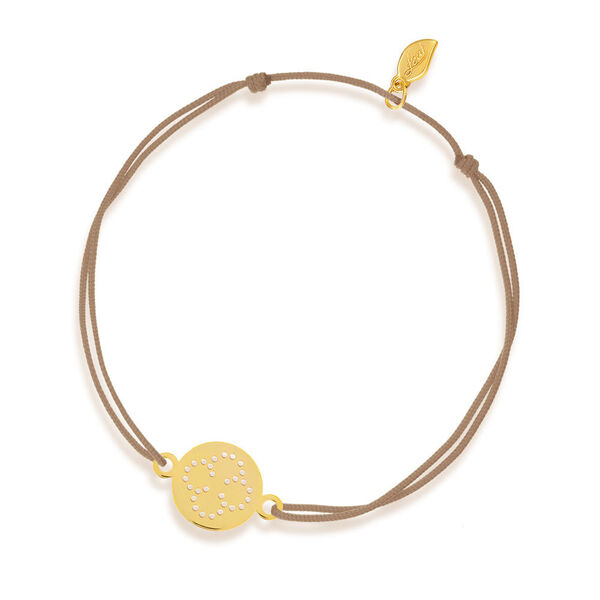 Freundschaftsarmband Disc CLOVER, 14 Karat Gelbgold