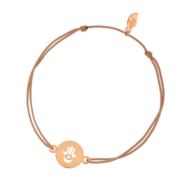 Freundschaftsarmband Hand der Fatima, 14 Karat Rosegold