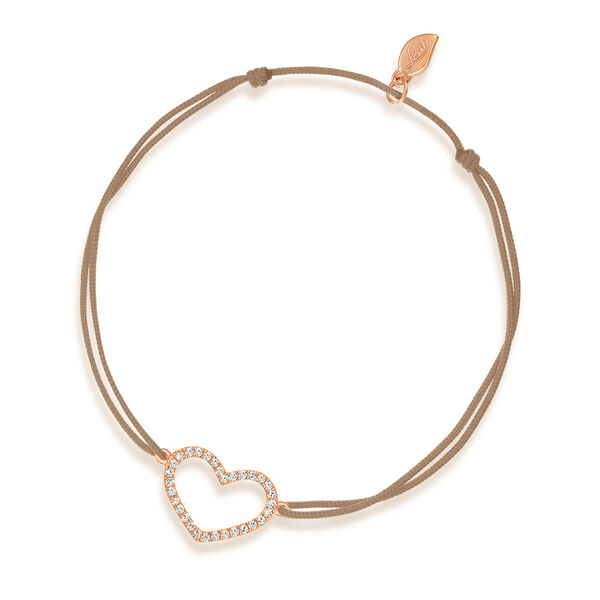 Freundschaftsarmband Herz mit Diamanten, 18 Karat Rosegold