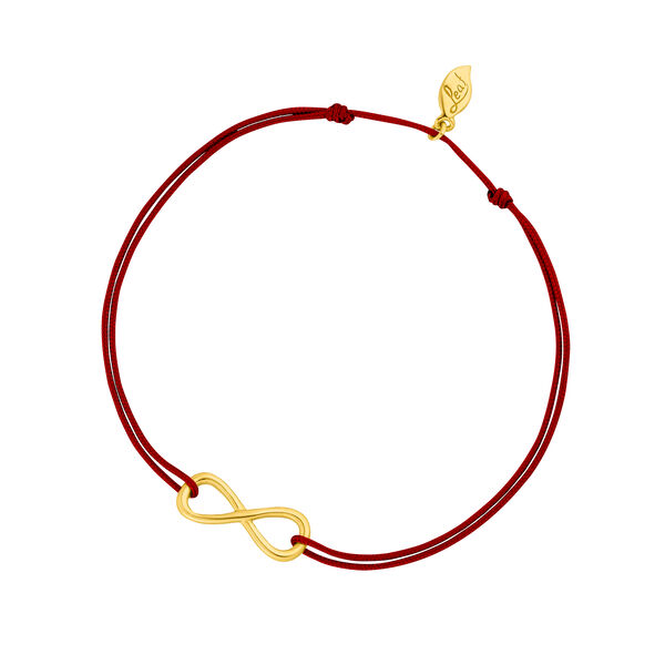 Freundschaftsarmband INFINITY, 14 Karat Gelbgold, Rot