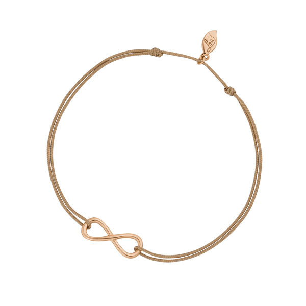 Freundschaftsarmband INFINITY, 14 Karat Rosegold, Beige