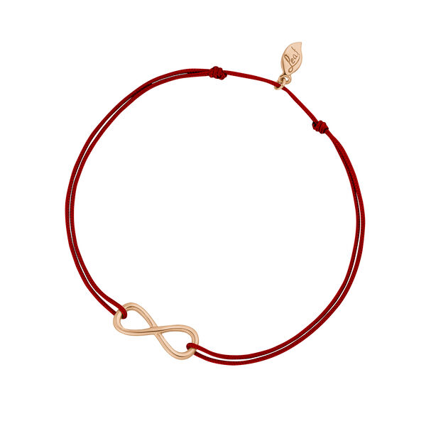 Freundschaftsarmband INFINITY, 14 Karat Rosegold, Rot