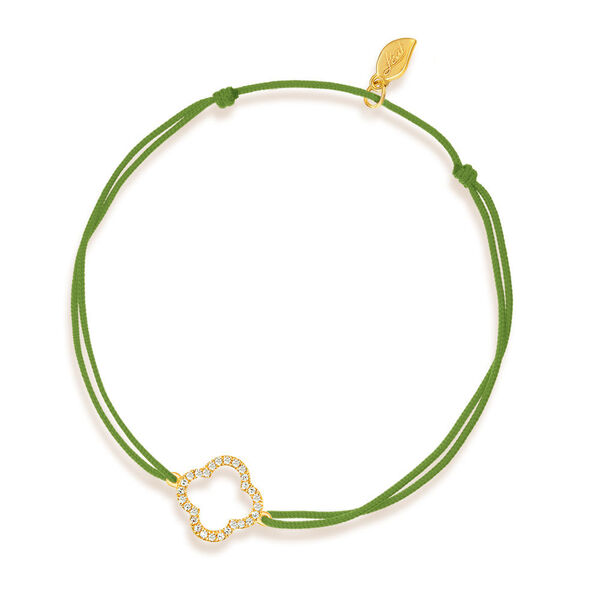 Freundschaftsarmband Kleeblatt mit Diamanten, 18 Karat Gelbgold