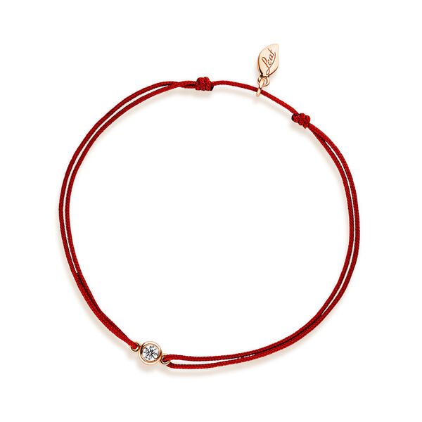 Freundschaftsarmband MY FIRST DIAMOND, 14 Karat Rosegold, Rot