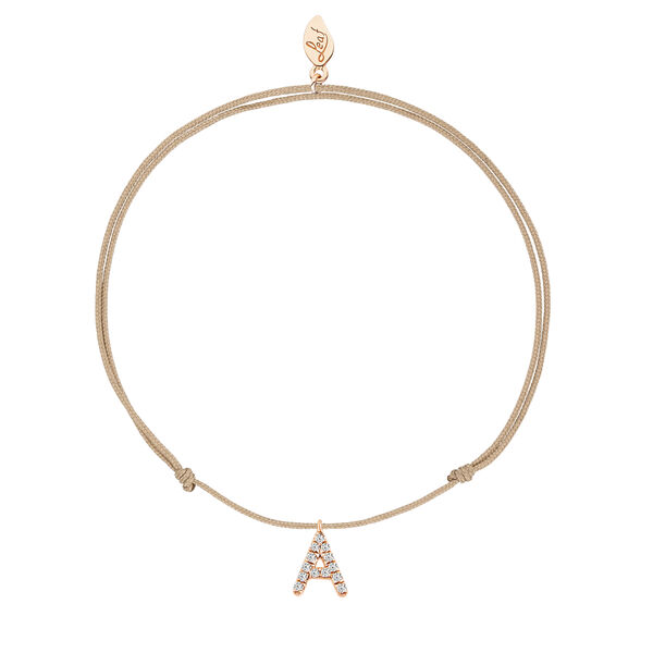 Freundschaftsarmband mit Letter Charm, 14 Karat Rosegold mit Diamanten