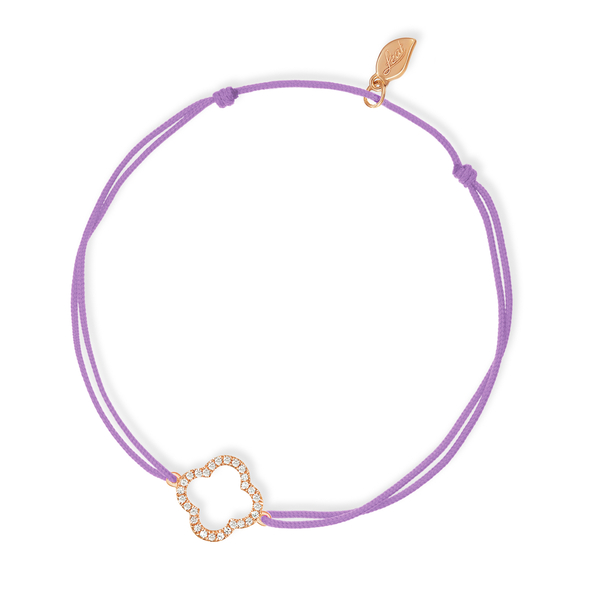 Leaf Jewelry Fußbändchen Kleeblatt mit Diamanten, 18 K Rosegold, Violett