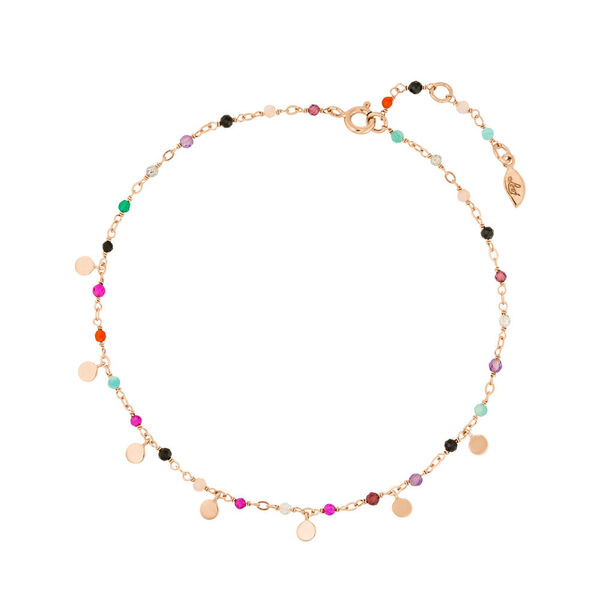 Fu�kette Rainbow, 18 K Rosegold vergoldet, Multi Gems