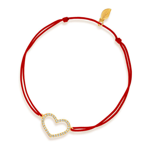 Glückarmband Herz mit Diamanten, 18 K Gelbgold, Rot