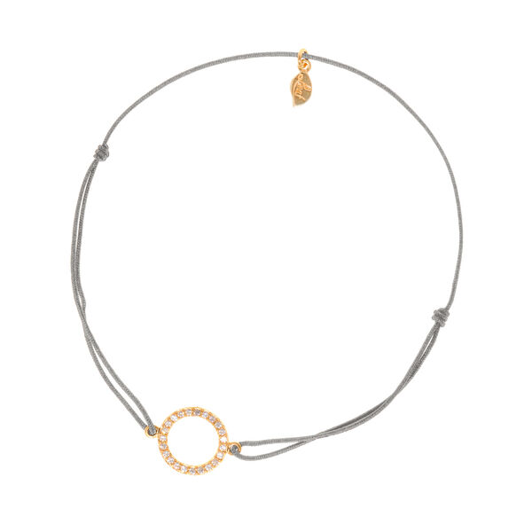 Glcksarmbndchen Circle Zirkonia, Gelbgold vergoldet, Grau