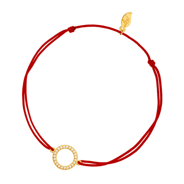 Glcksarmbndchen Circle Zirkonia, Gelbgold vergoldet, Rot