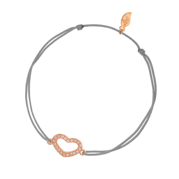 Leaf Jewelry Glücksarmbändchen Herz Zirkonia, Roségold vergoldet, Grau