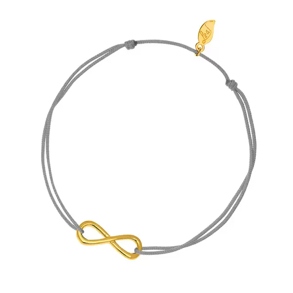 Leaf Jewelry Glücksarmbändchen Infinity, Gelbgold vergoldet, Grau