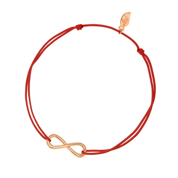 Glcksarmbndchen Infinity, Rosgold vergoldet, Rot