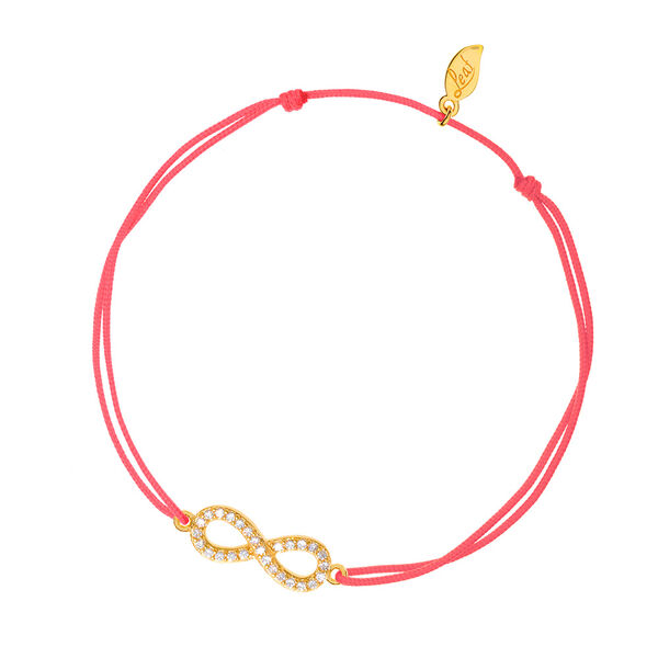 Gl�cksarmb�ndchen Infinity Zirkonia, Gelbgold vergoldet, Koralle