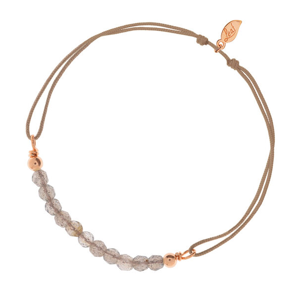 Glcksarmbndchen Labradorit, 18 K Rosegold vergoldet, Beige