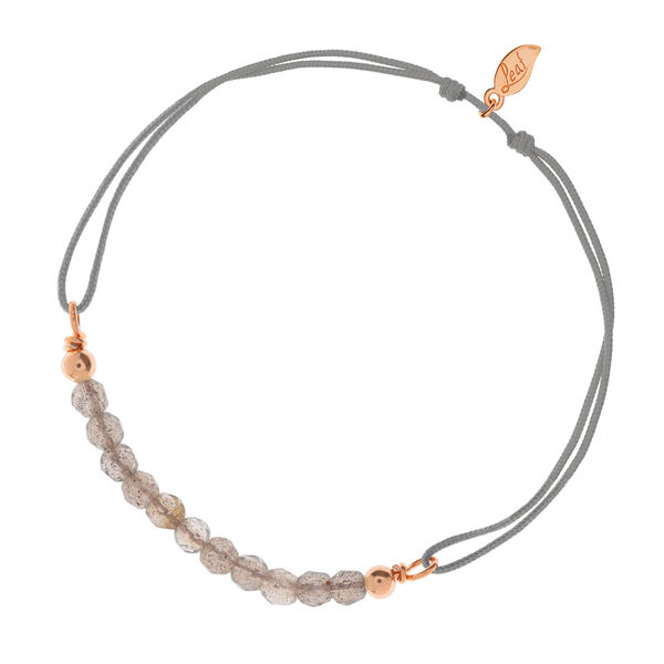 Glcksarmbndchen Labradorit, 18 K Rosegold vergoldet, Grau