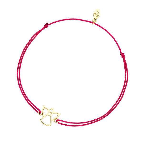 Glcksarmband Engel, 18K Gelbgold vergoldet, Fuchsia