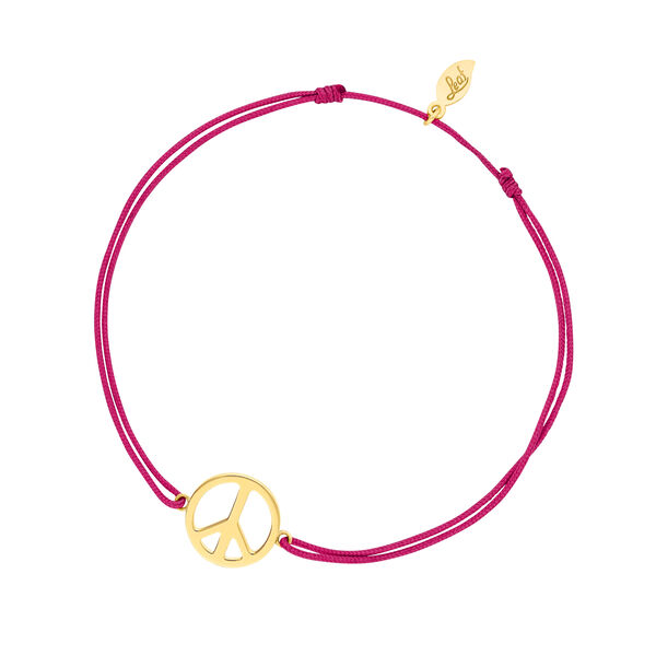 Glcksarmband PEACE, 18 K Gelbgold vegoldet, Fuchsia