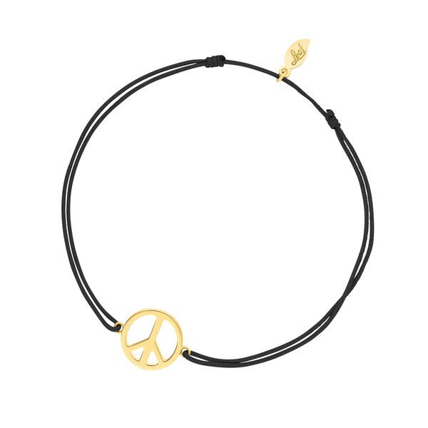 Glcksarmband PEACE, 18 K Gelbgold vegoldet, Schwarz