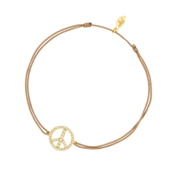 Glcksarmband PEACE mit Zirkonia, 18 K Gelbgold vegoldet, Beige